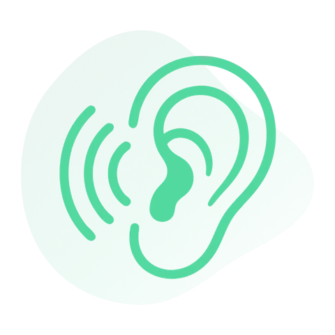 Illustration: ein Ohr, das dem Signal lauscht
